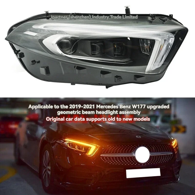

Модернизированные фары в стиле поп-автомобиля для Mercedes-Benz A-класса W177, фары с геометрическим лучом, 19-21, светодиодные модернизированные дневные фары в сборе