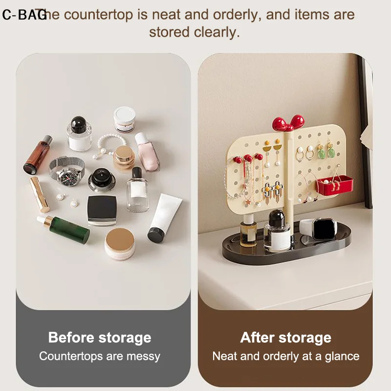 حامل منظم المجوهرات المكتبي مع رفوف تخزين صينية للأقراط والقلائد والخواتم وصناديق وعرض المجوهرات