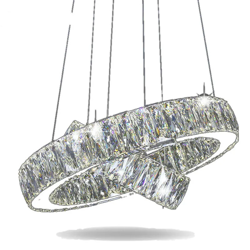 Modern LED K9 Crystal Chandelier Light Fixture for Ding Room Kitchen Restaurant Hanging Lamp Suspension  1 Ring 2  3s