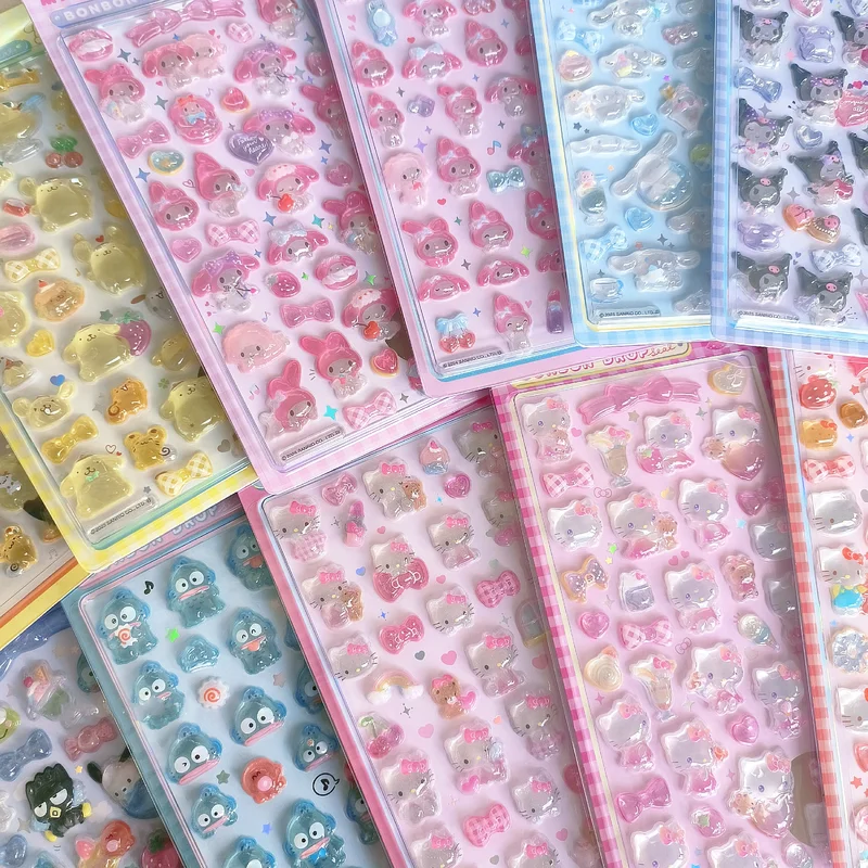 

Sanrio Kuromi Clownfish Pompompurin Melody милый мультяшный уголок биология кристалл 3D желейная наклейка Diy изысканная декоративная наклейка