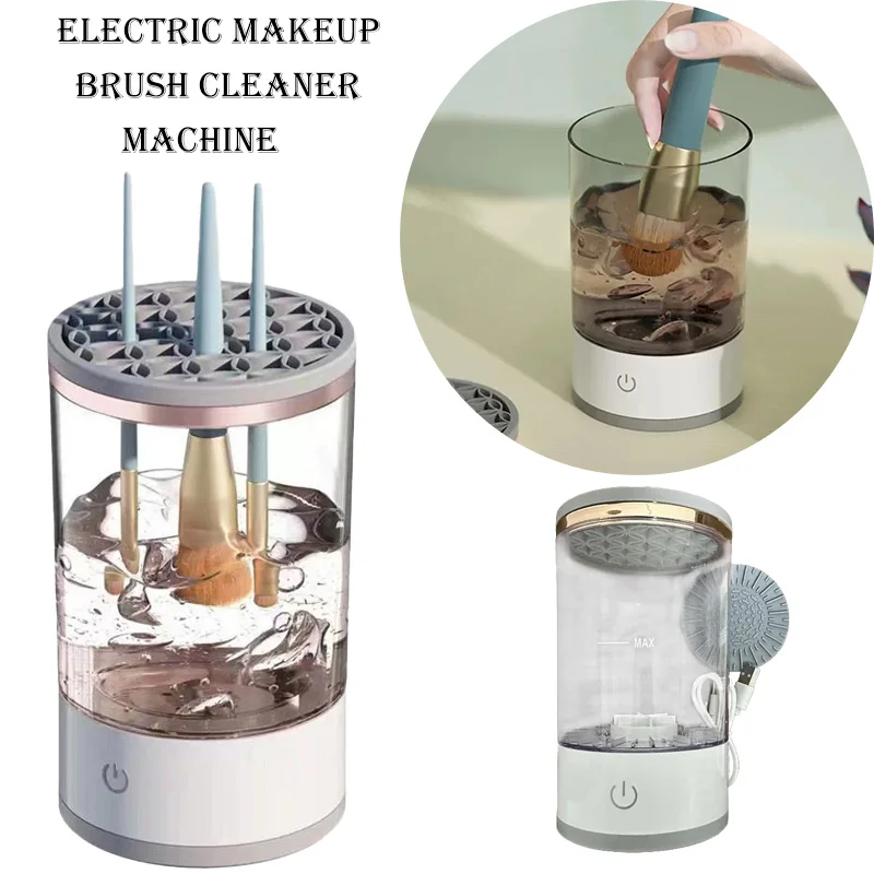 Electric Makeup Brush Cleaning Machine Automatic Rotating USB Rechargeable Portable Hygienic Brush Cleaner Rotating Cleaning