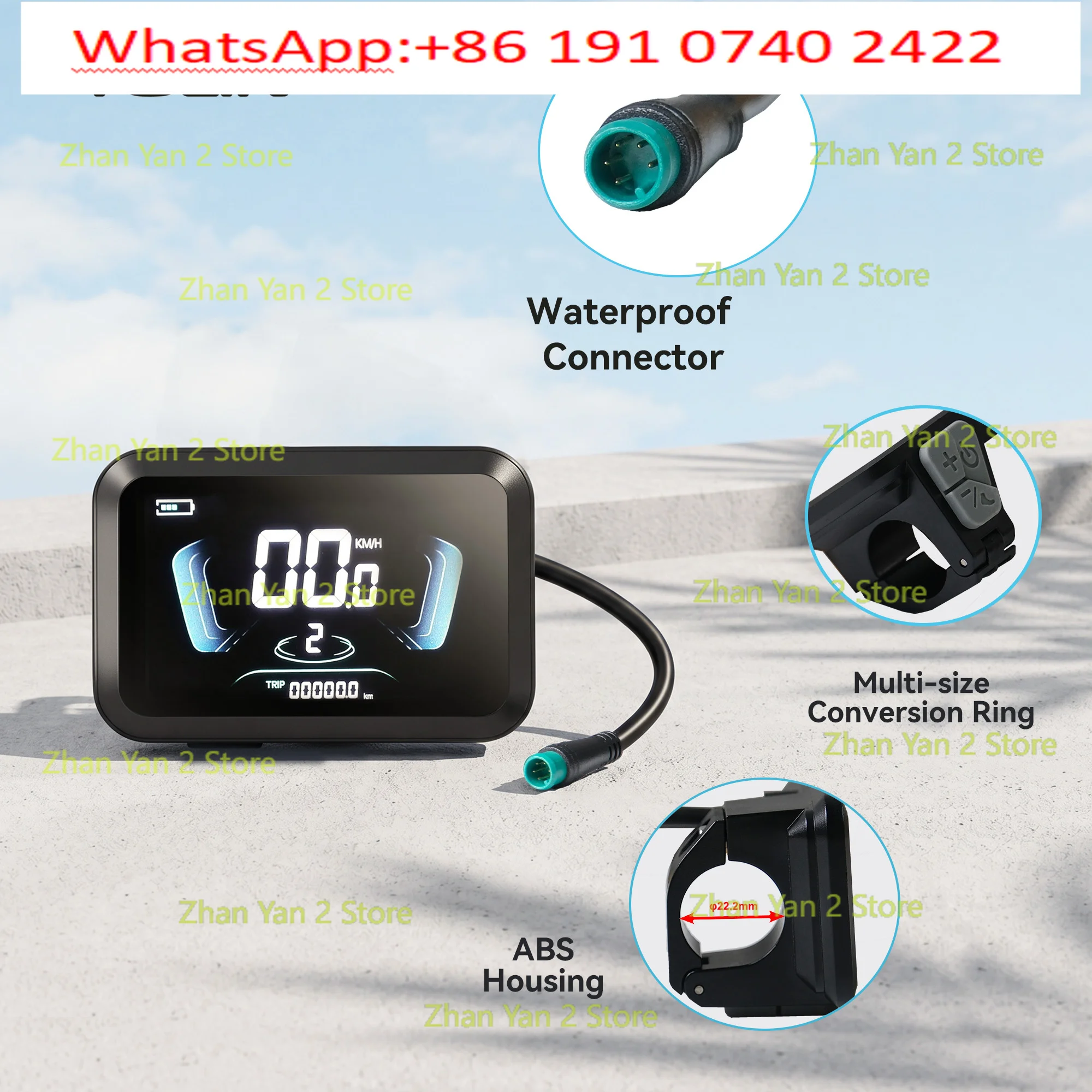 1PCS 61F-F electric bicycle color VA screen 2.6 inch electric bicycle LCD control panel speedometer IP66 waterproof