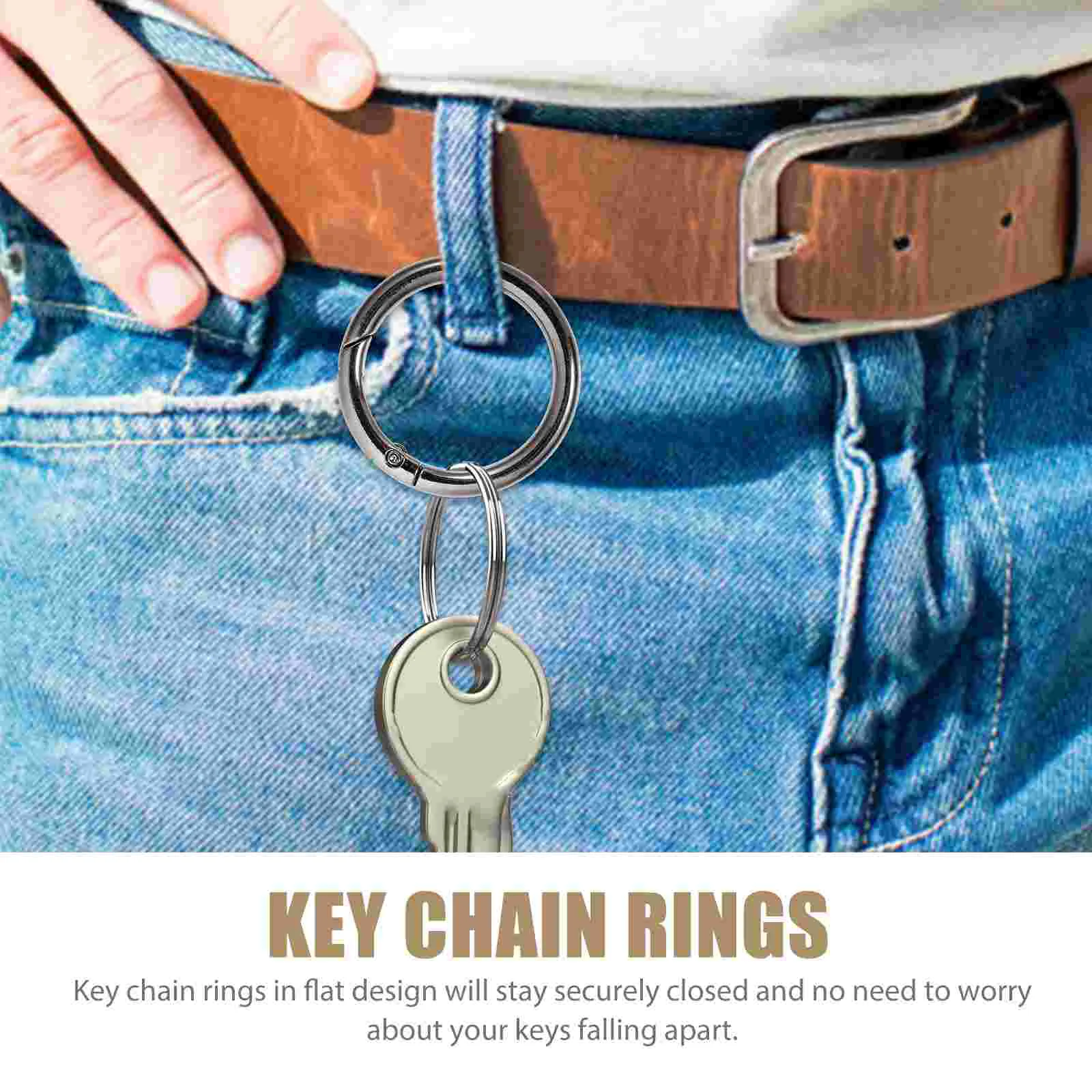 10 Pcs Split Spring Buckle Key Holder Chain DIY Rings Carabiner Accessory Alloy Bulk Keychains