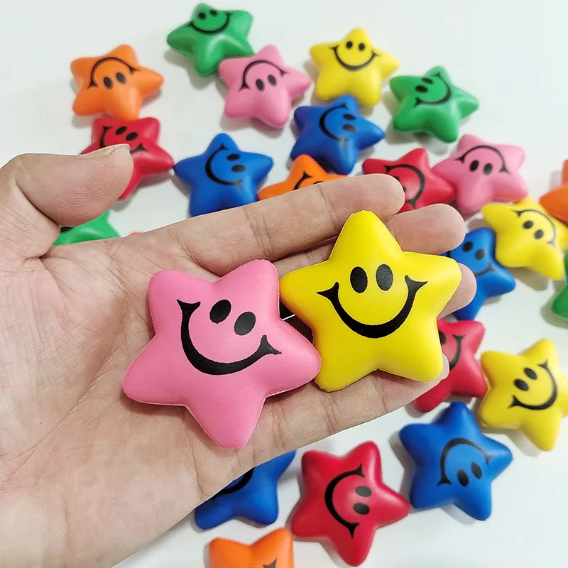 6Pcs Mini Star PU Sponge Balls Foam Stress Relief Ball Toys for Kids Birthday Party Favors Pinata Filler Classroom Prizes