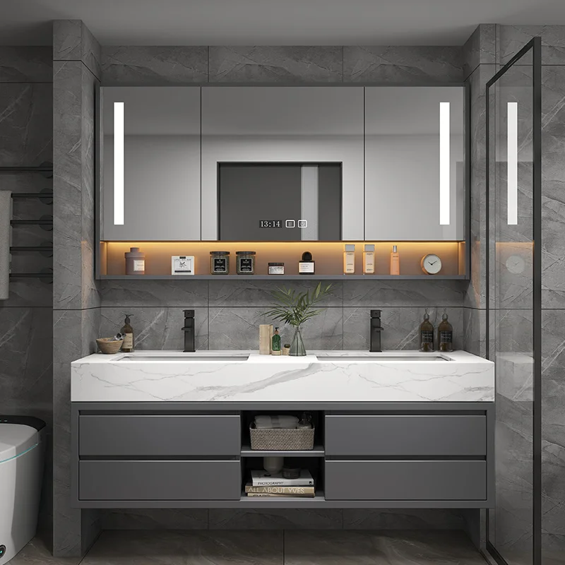 Light luxury toilet, slate integrated bathroom cabinet, combined washstand