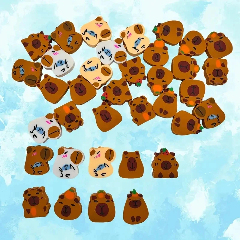 Kapibala's New Eraser Creative Cute Little Capybara Doll Eraser Cross-border Gift Box Set Stationery Wholesale Student Gifts