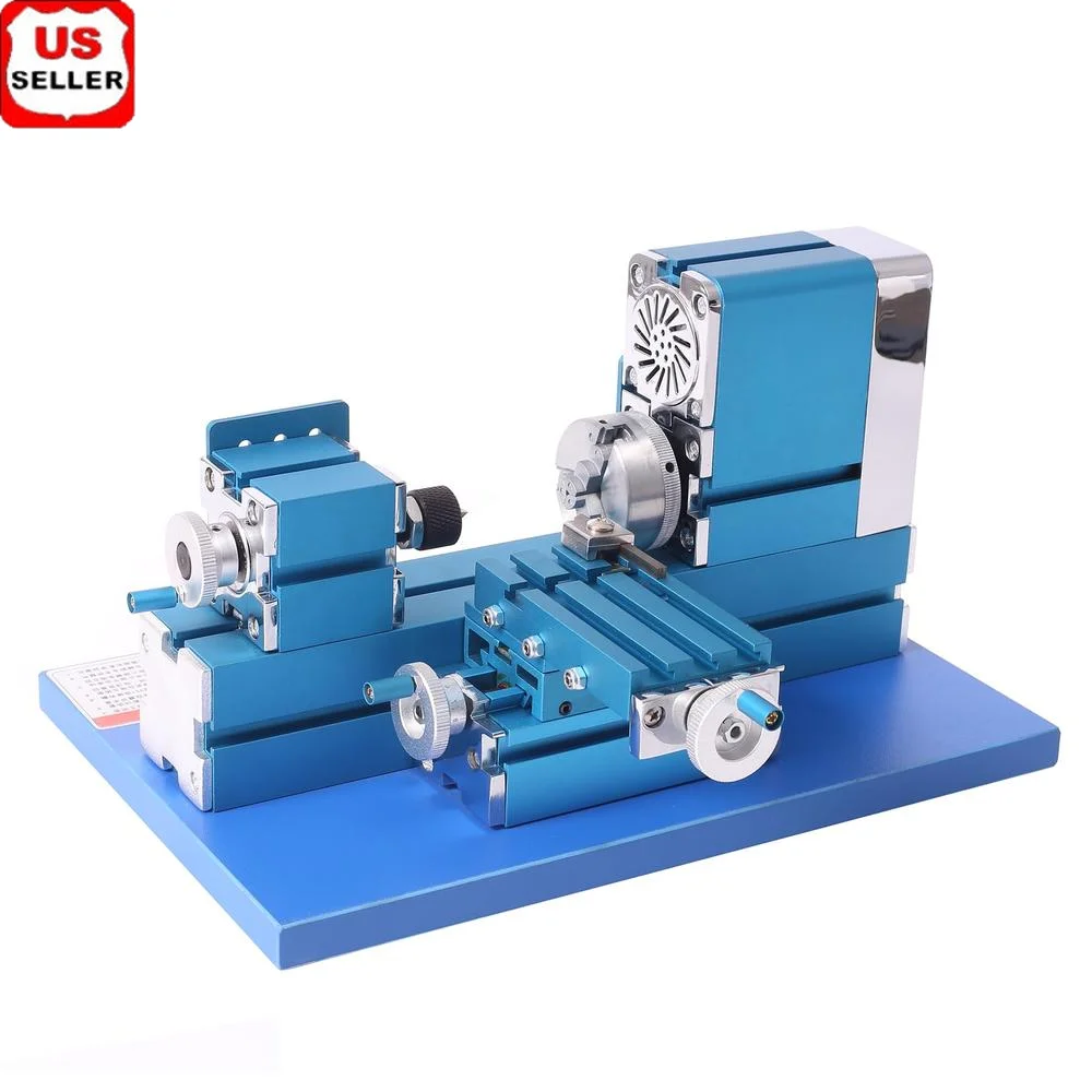 

Mini Metal Lathe Machine Motorized Woodworking Modelmaking DIY CNC Tool AC100V~240V Universal W10003M Kit Hobbyist Education Kit