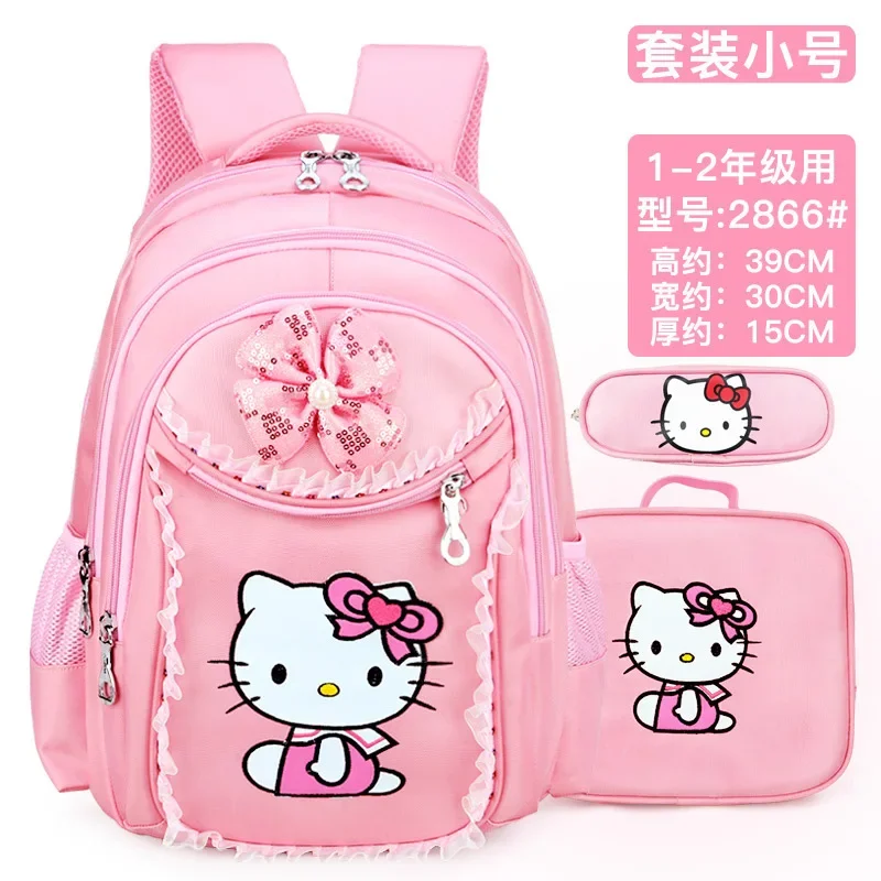 Olá kitty mochila escolar infantil sanrio, à prova d'água, proteção contra redução de carga, bolsa escolar para mulheres