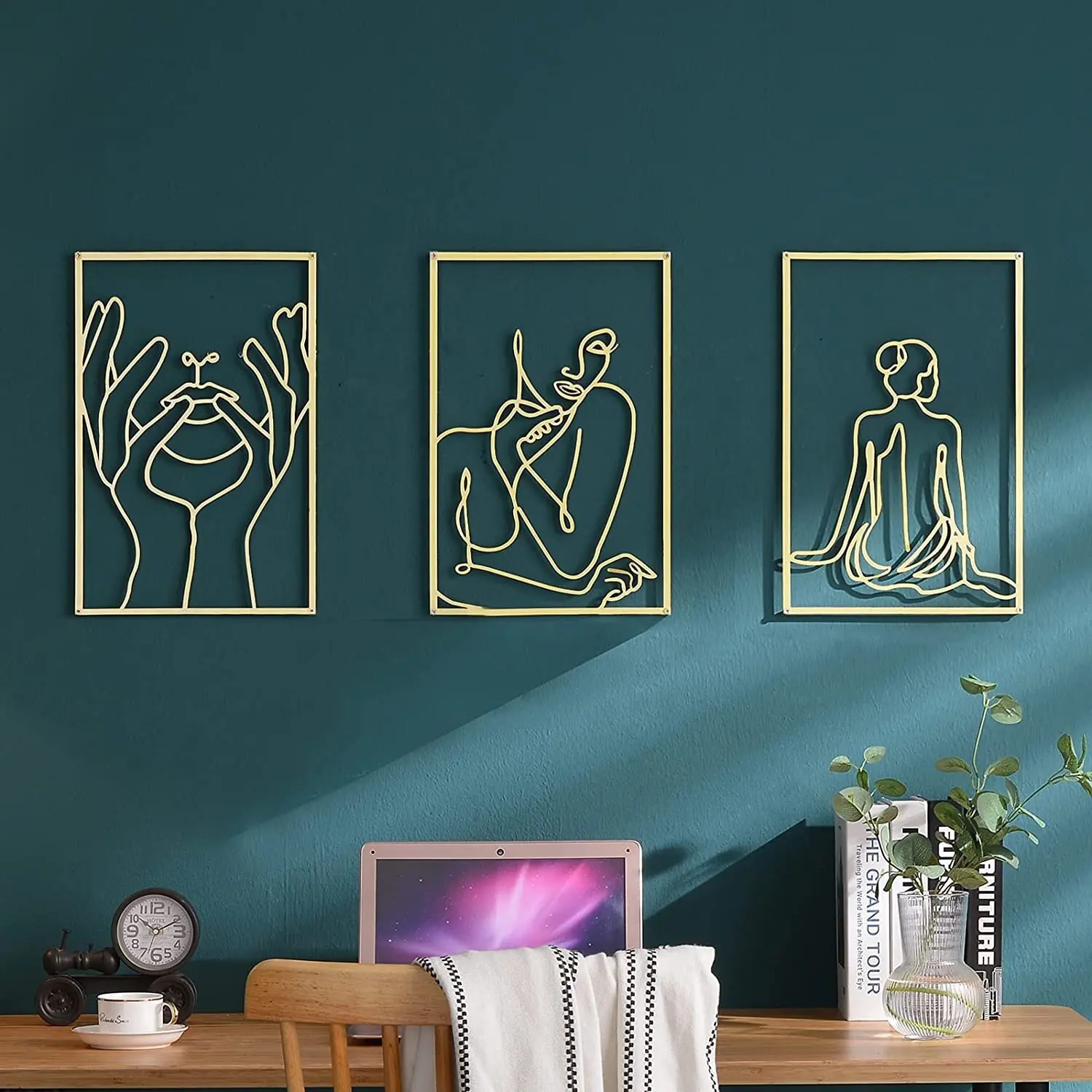 Nordic Abstract Female Line Iron Wall Hanging Ornament Sexy Woman Silhouette Metal Pendant Art Living Room Home Decoration
