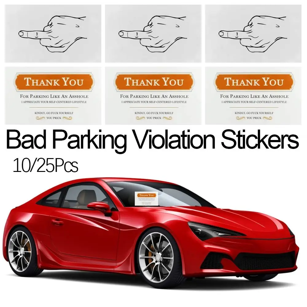 Regalo semplicità carta dito medio carta di promemoria parcheggio irregolare Bad Parking Violation Stickers carta segnale di avvertimento