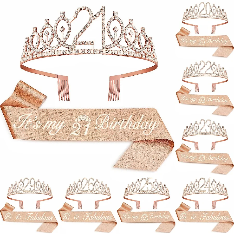 Birthday Tiara Crown & Sash Set