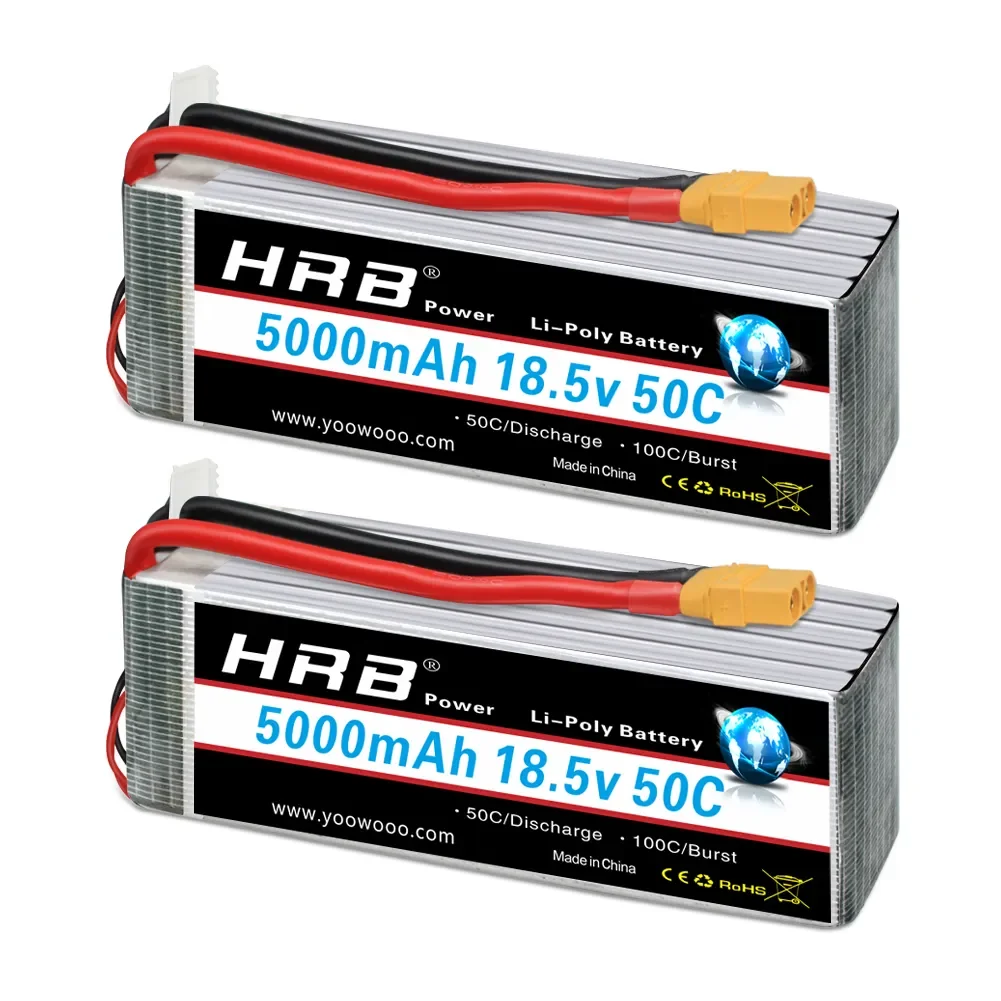 2pcs 5S Lipo Battery 18.5V 5000mah 50C with XT90 T Plug RC LiPo for Helicopter Quadcopter Airplane Drone Car Drones Boat
