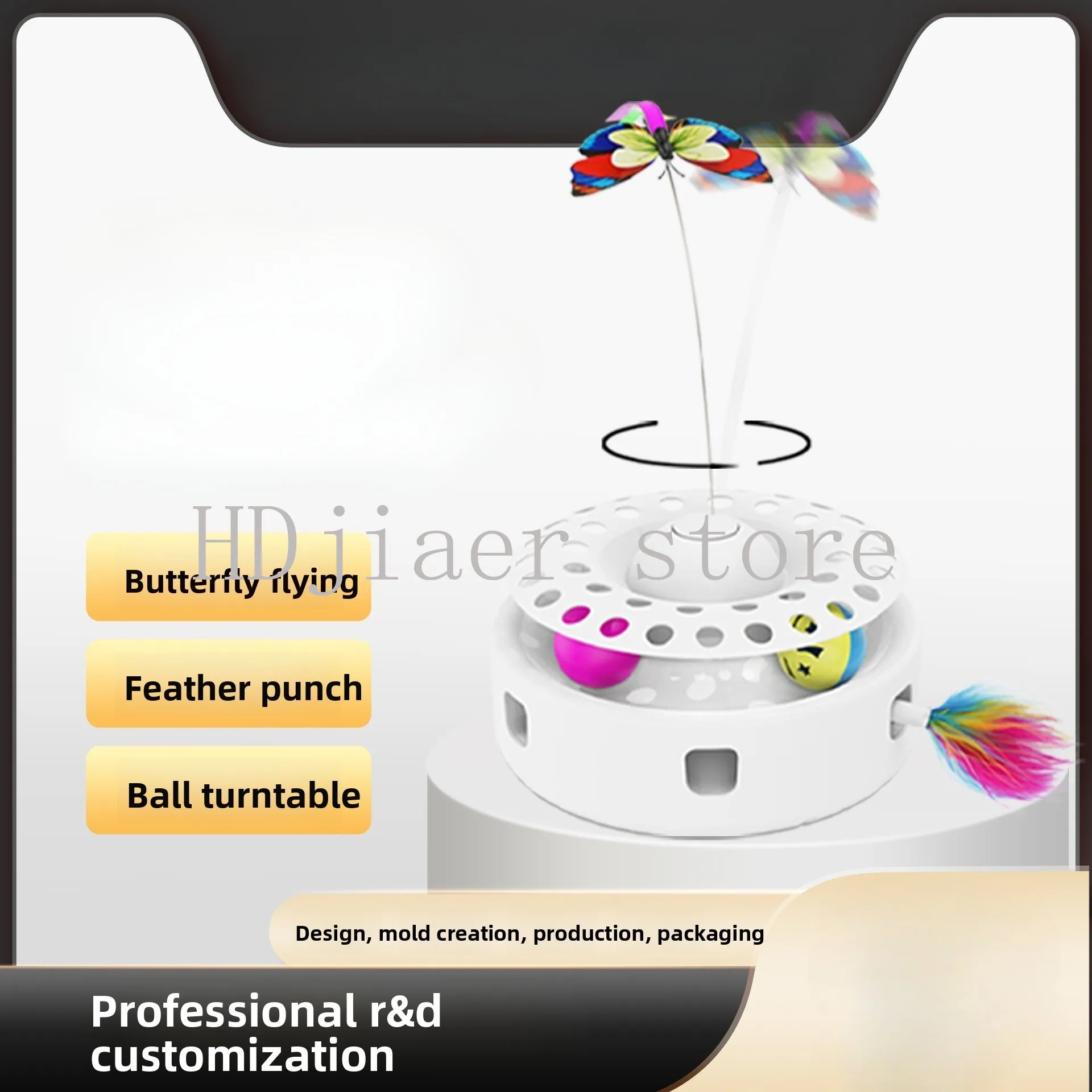 

Smart 3-in-1 Electric Cat Toy - Cat Turntable, Flying Butterfly & Feather Drill, Self-Playing for Indoor Cats