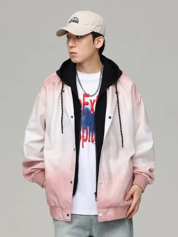 

Casual Men's Hoodie Jaet Spring 2026 New American Trend High-End Color Blo Loose Fit Polyester Fiber Youth ular Outerwear