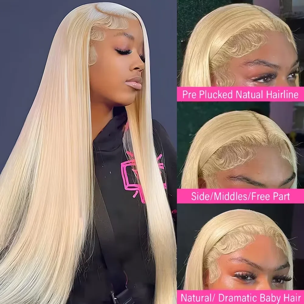 52 Inches 613 Blonde Straight 13x4 13x6  Transparent Lace Front Human Hair Wig For Women Brazilian Lace Frontal Wig PrePlucked