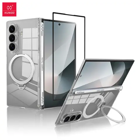 Xundd For Samsung Galaxy Z Fold 7 Fold 5 Z Fold 6 Holder Case Automatic Rebound Hinge Haft Back Shell with Samll Screen Glass