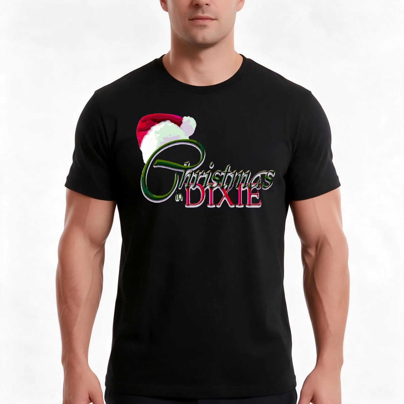 christmas in dixie shirt T-Shirt, Summer Casual Cotton Tee, Oversized Streetwear Tops, Vintage Graphic Print, Unisex Men Women