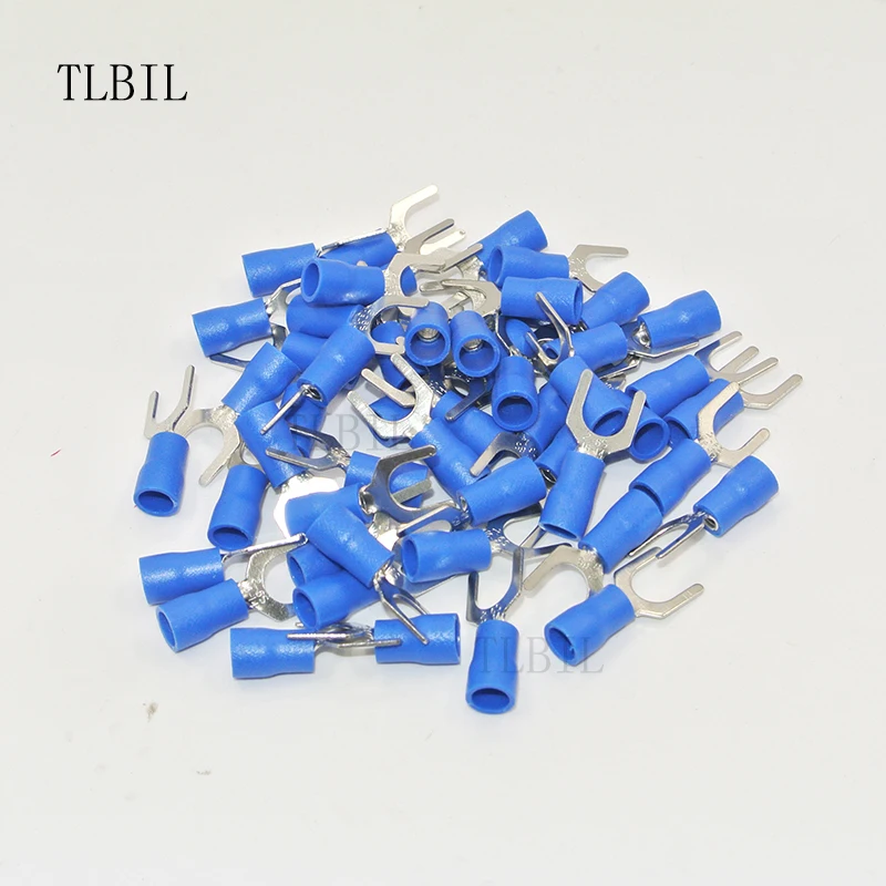 1000/500PCS SV 1.25 2 3.5 -(3 4 5 6 ) Pre Insulated Fork Crimp Terminal Connector Lug Crimp Terminal 0.5-6mm2 22-10 AWG SV2