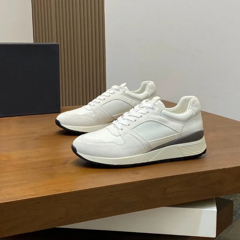 Italian high quality men Zeg* thick-soled lace-up round-toe casual shoes Versatile leather men's sports shoes