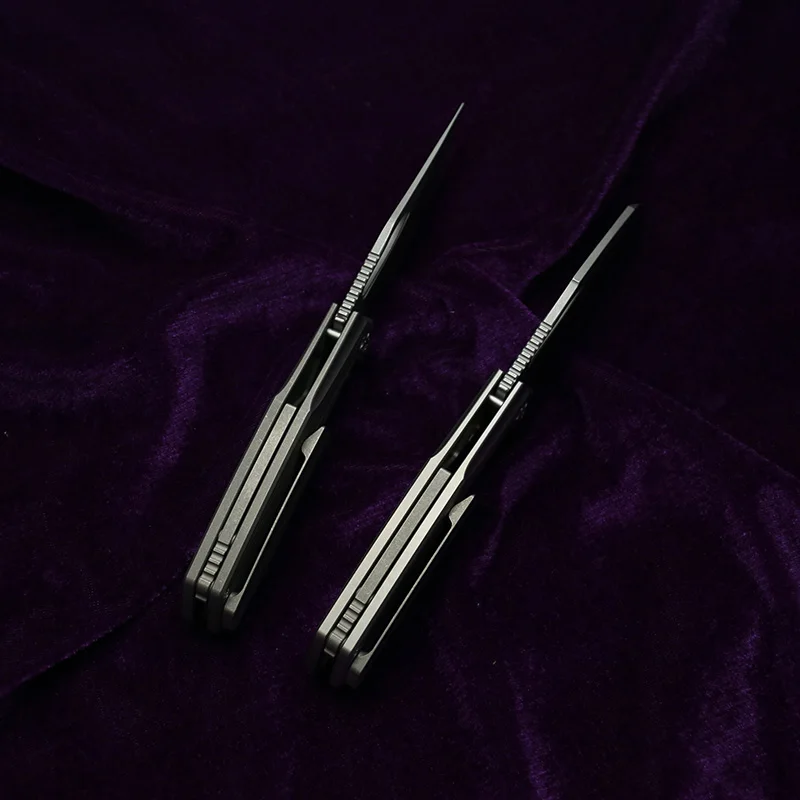 LEMIFSHE Protean جوفاء طحن 60 + HRC 154 سنتيمتر الصلب التيتانيوم مقبض النحاس طوقا جيب EDC أداة التخييم في الهواء الطلق سكين للفرد