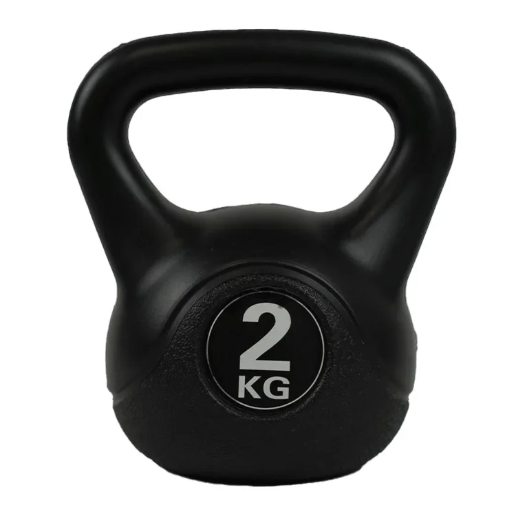 Kettlebell negro de alta calidad de 2 kg, venta al por mayor de China, equipo de ejercicio deportivo, pesas libres, Kettlebell de cemento