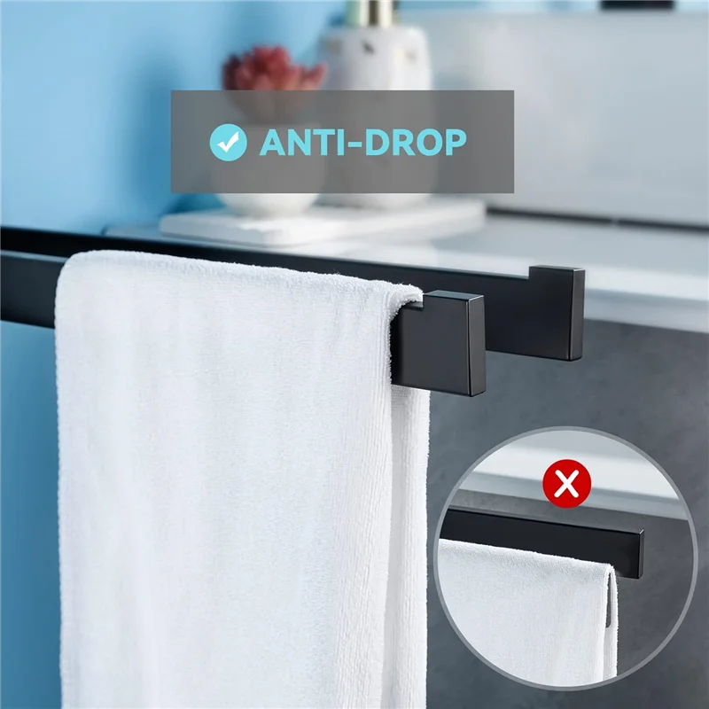 A03I-1 pçs toalheiro sem necessidade de perfuração auto-adesivo duplo quadrado fixado na parede de aço inoxidável para banheiro e cozinha 40c