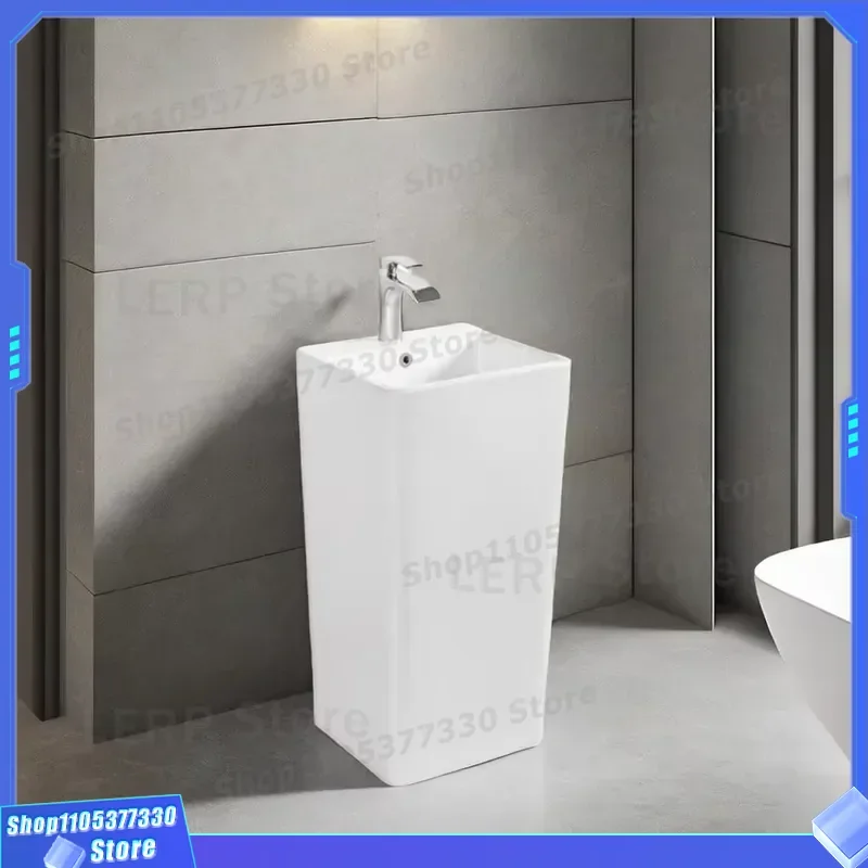 Modern Freestanding Ceramic Pedestal Wash Basin Bathroom Sink Elegant Design Toilet Hand Washing Bowl White Sanitary Ware