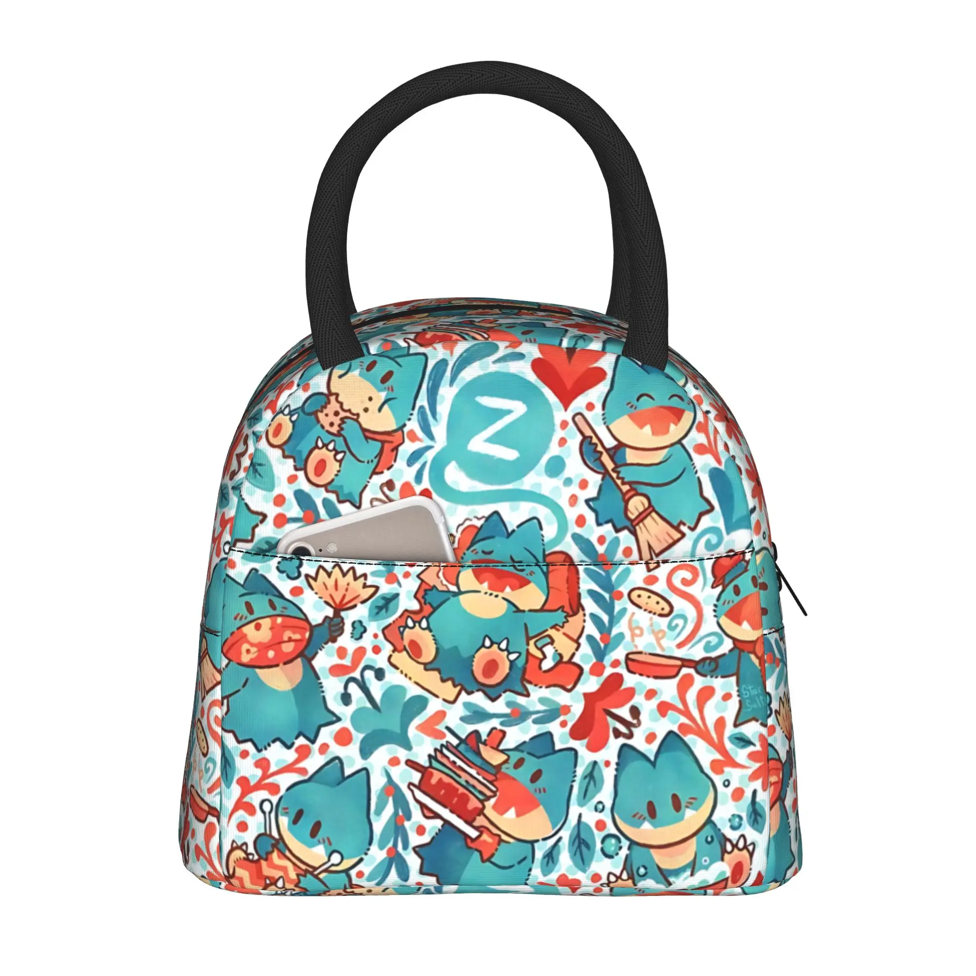 Cartoon Pokemon Theme Handbag Insulated Lunch Bag Meal Pack Rice Bag  bolsa Student Bento Lunch Handbag Insulation