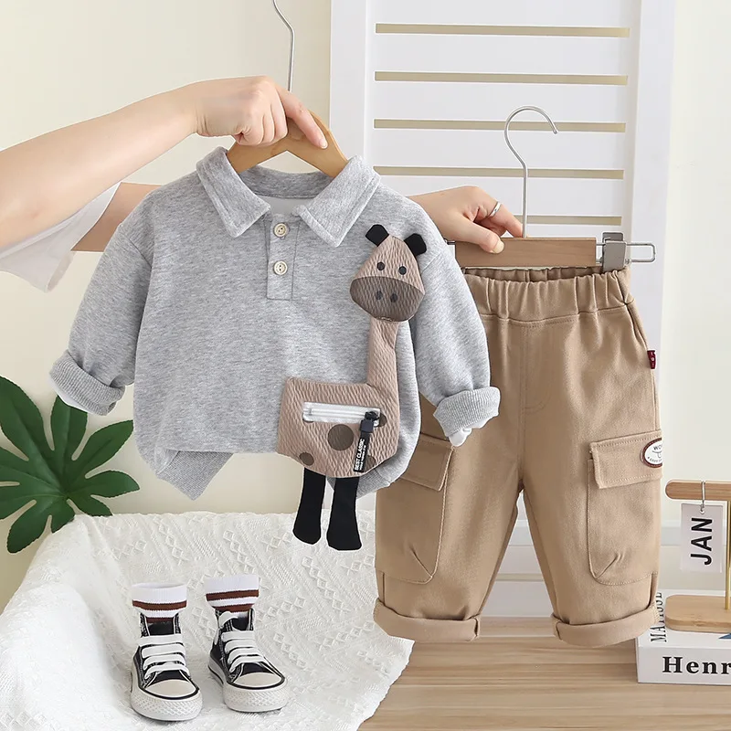Boys Clothing Sets Spring Autumn 2026 Children Polo Shirts Pants 2pcs Cute T-shirts Suit For Baby Outfits Kids Tracksuits 3 4 5Y