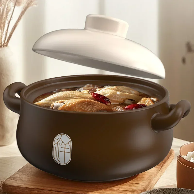 Stewpot Clay pots for cooking 4.2L Casserole dish High temperature Casserole Cooking Ceramic Crock pot Home Slow cooker cookware