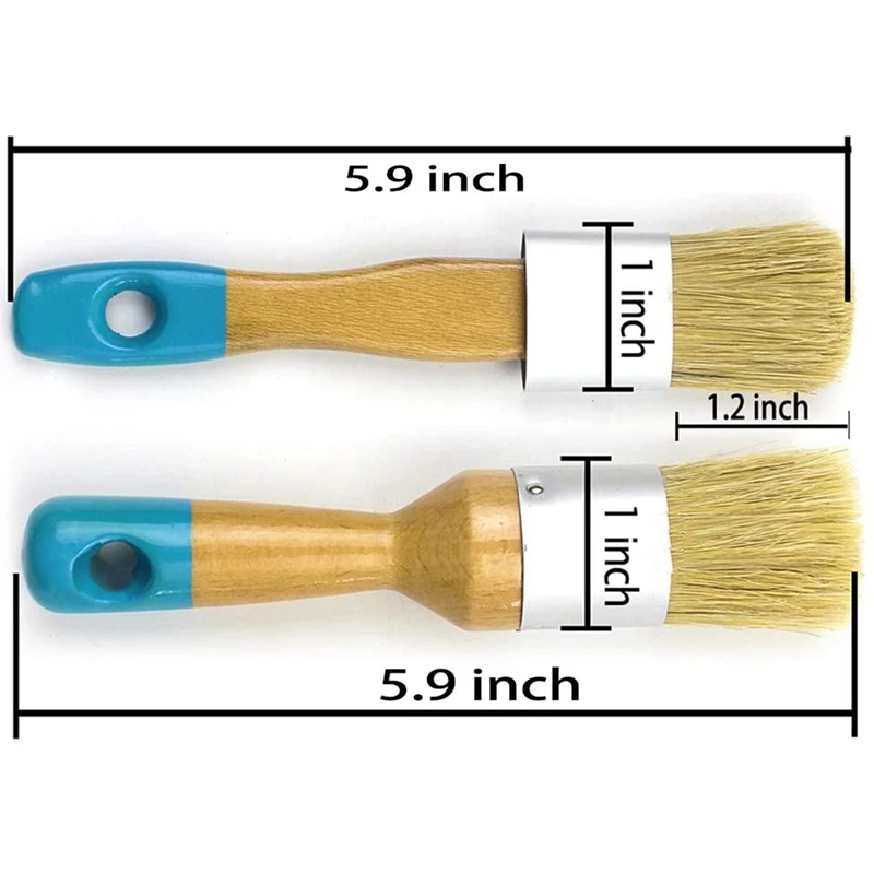 2Pcs Chalk & Wax Paint Brush Set For Furniture,DIY Painting And Waxing Tool,Milk Paint,Stencils,Natural Bristles