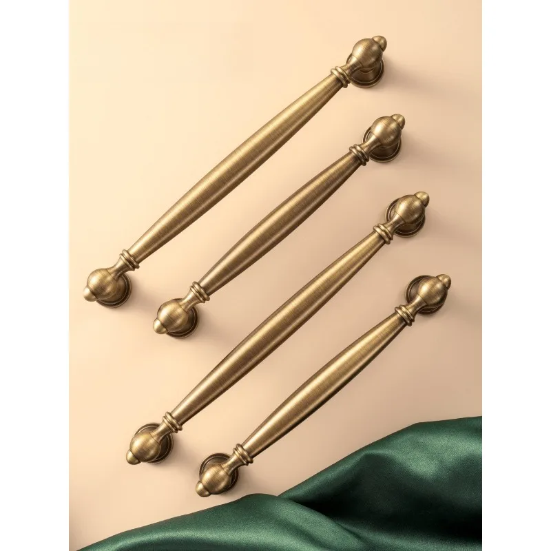 French Antique Brass Handle Simple Drawer Cabinet Handle Bronze Retro Cabinet Door Handle