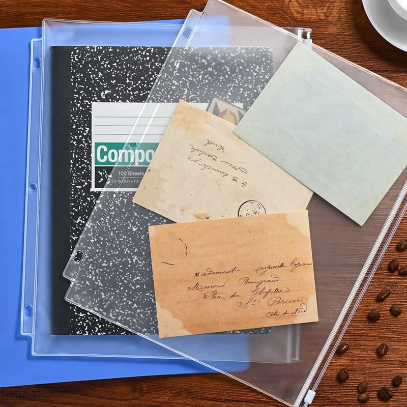 Sacs de Rangement de Documents en Poudre pour Reliure à 3 Anneaux, Pochettes de 11,4x9,4 Pouces, 12 Pièces