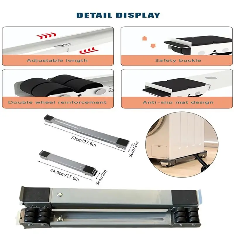 AT05-Double Row 24 Wheels Wine Cooler Heavy Duty Appliance Rollers 300KG Load Mobile Washing Machine Base B view 3