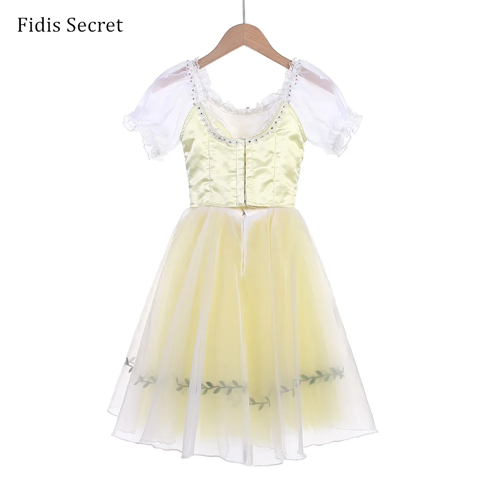 Women Yellow Professional Peasant-style Ballet Stage Wear,Girls Giselle Romantic Dress,Ballerina Dance Performance Tutu Costumes