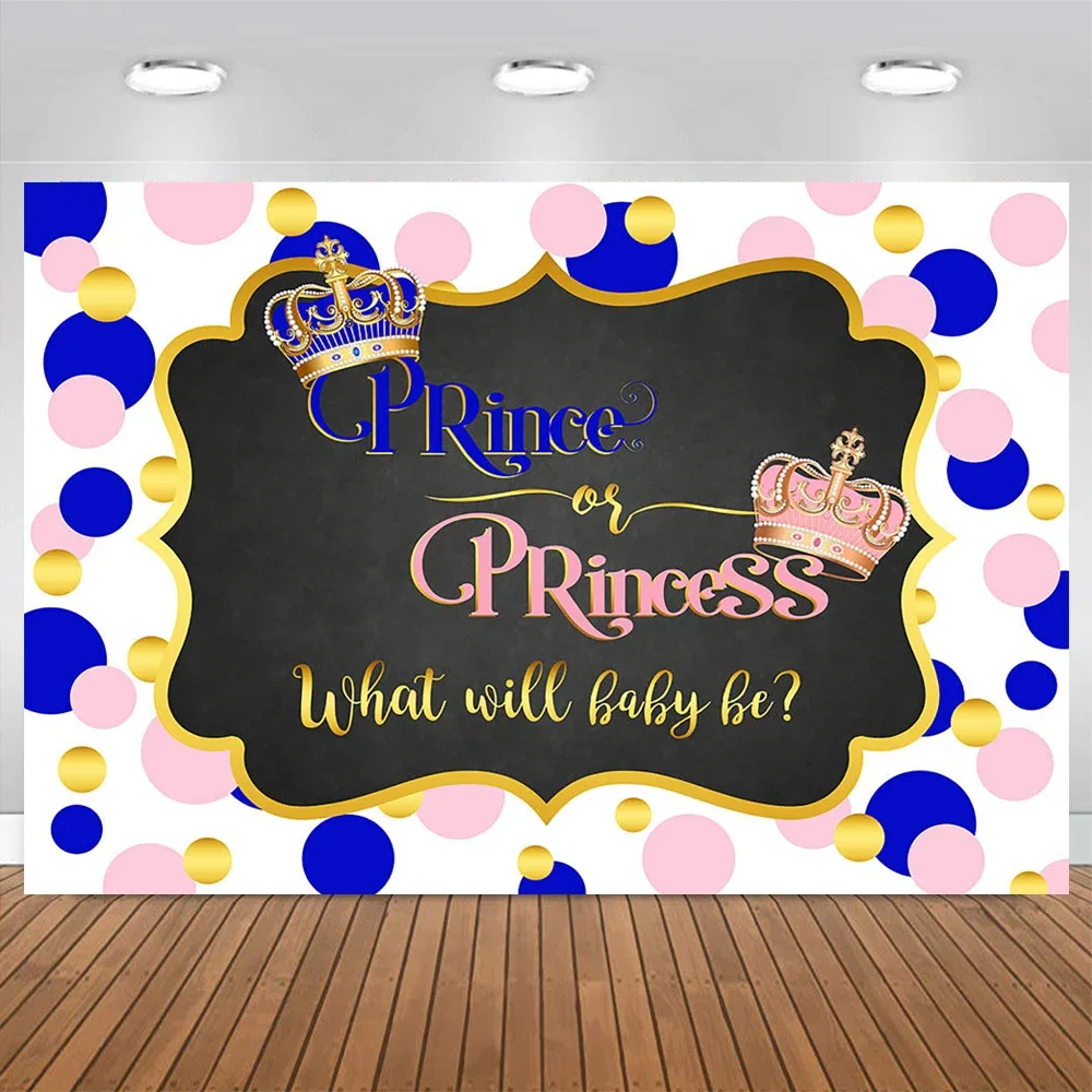 

Boy Girl Gender Reveal Party Decoration Backdrop Prop Princess Prince Crown Background Newborn Birthday Photography Equipment