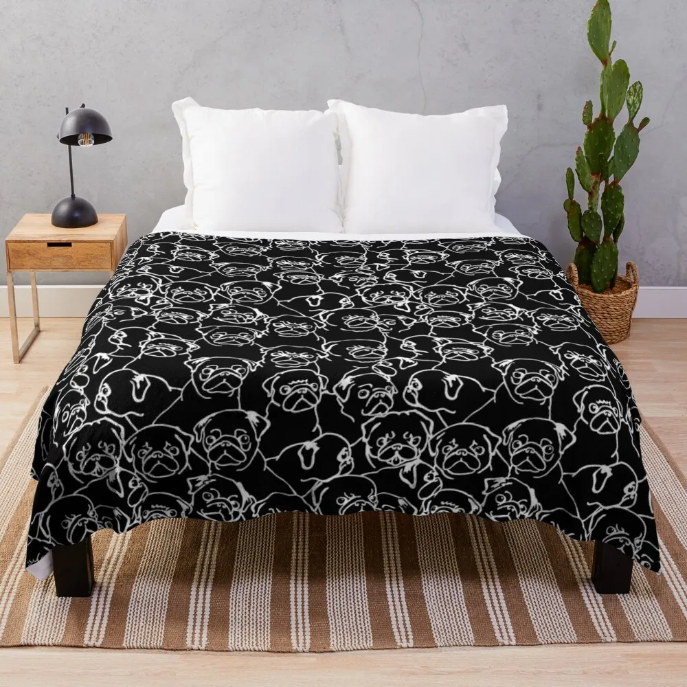 

Oh Black Pugs Throw Blanket Sofas bed plaid