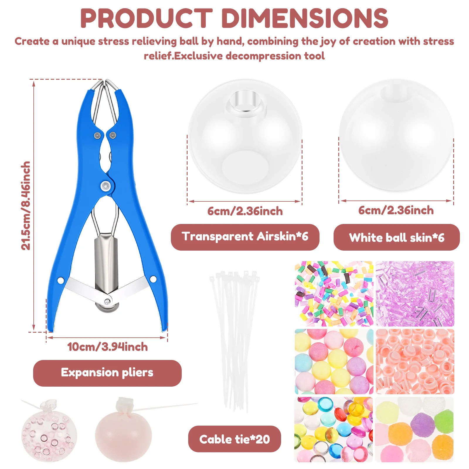 DIY Stressball-Bastelset: Angstlösendes Quetschball-Set, Handgemachte Stressball-Formmaterialien für ASMR-Entspannung – Detail 2