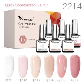 6pcs Venalisa Construction GEL เสริมเล็บ Stronger Effect กึ่งถาวร Jelly สีนีออนสี Nude Collection GEL