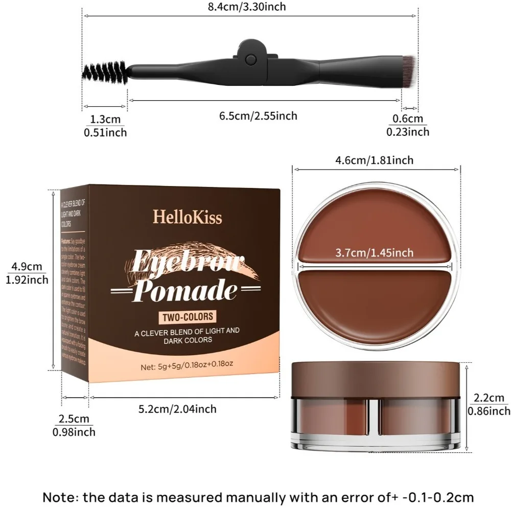 كريم صبغ الحواجب المقاوم للماء يدوم طويلاً مع فرشاة قابلة للطي كريم حواجب بلونين مقاوم للعرق طقم تظليل مكياج أسود