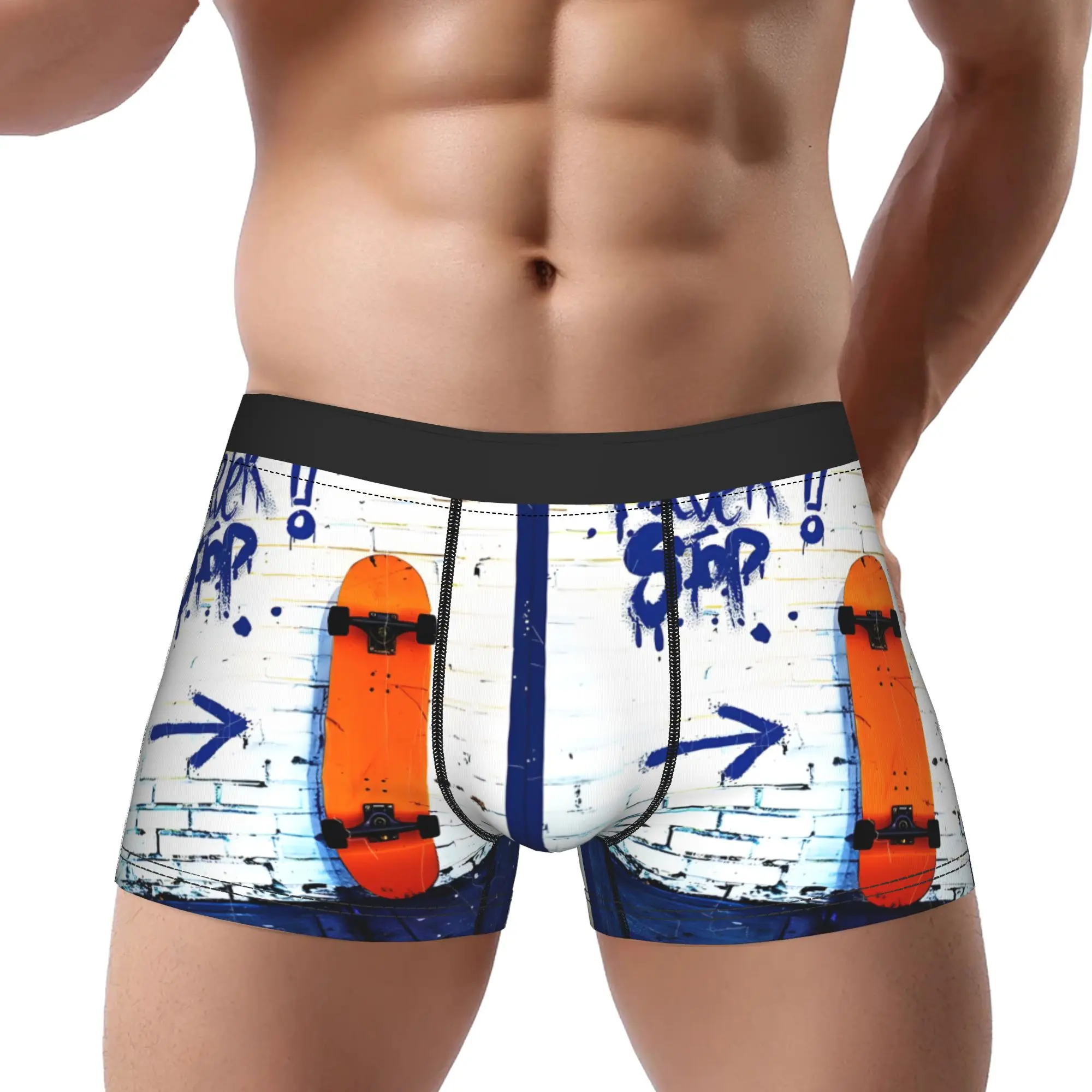 

Трусы-боксеры Never Stop, дышащие трусы для скейтбординга, мужское нижнее белье, шорты с принтом для скейтбордов, трусы-боксеры