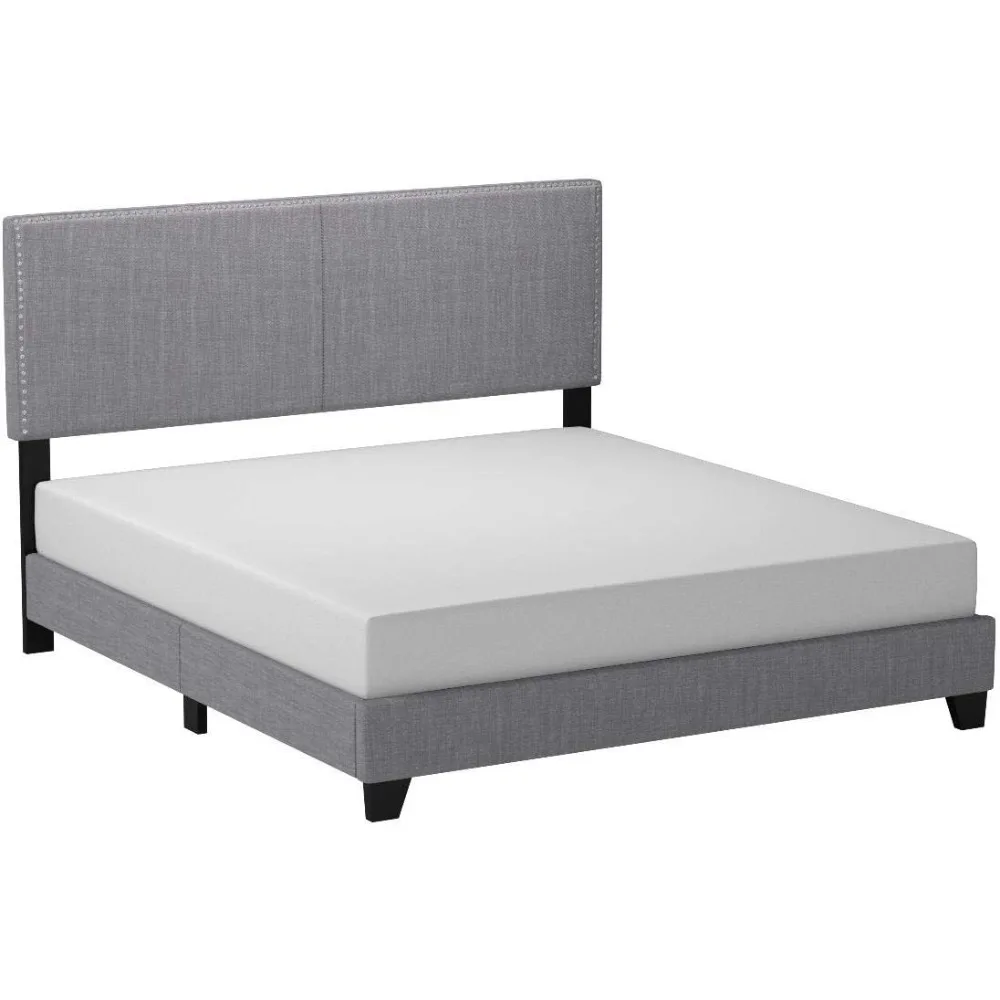 Crown Mark Erin Upholstered Panel Bed in Gray, California King
