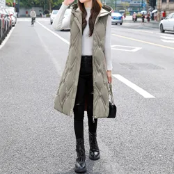 Women'S Down Vest With Hood Sleeveless Jacket With Pockets Winter Down Coat Long Sleeve Warm Jacket Vest Winter Outdoor Coat