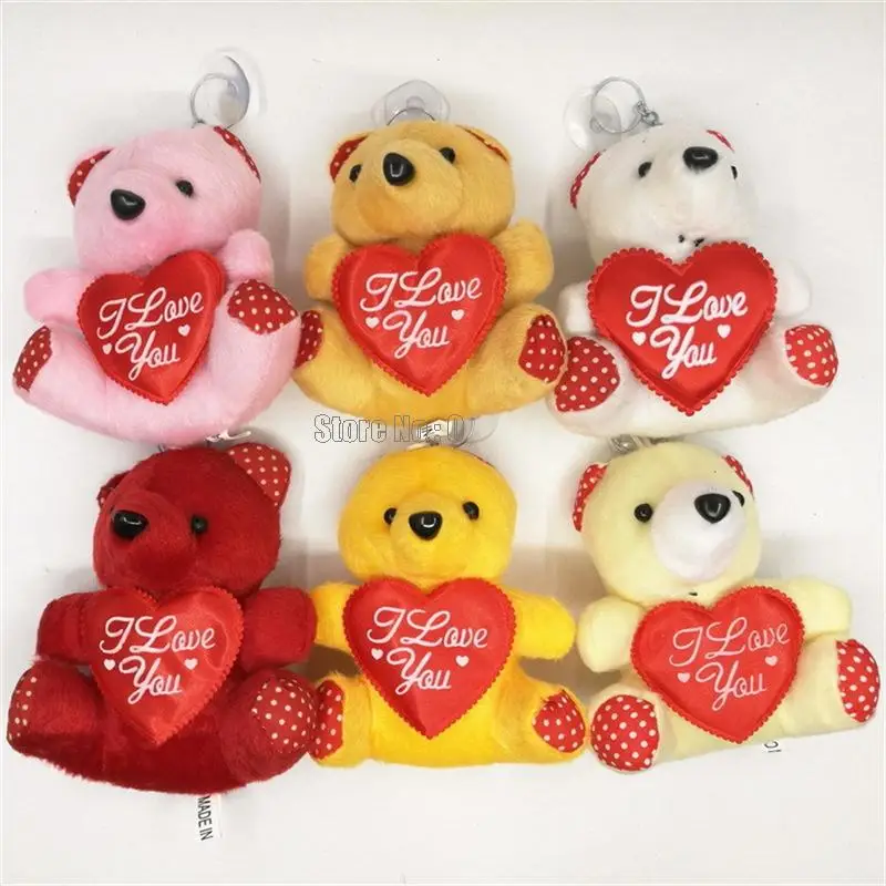 5pcs I Love You Letters Soft Teddy Bear Stuffed Animal Plush Mobile Phone Key Pendant For Birthday Valentine Day Gifts Toy