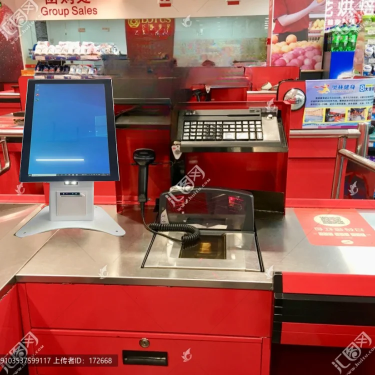Contador de checkout de loja de conveniência de quiosque de mesa de 21,5 polegadas com serviço de quiosque de pedido com retenção com impressora