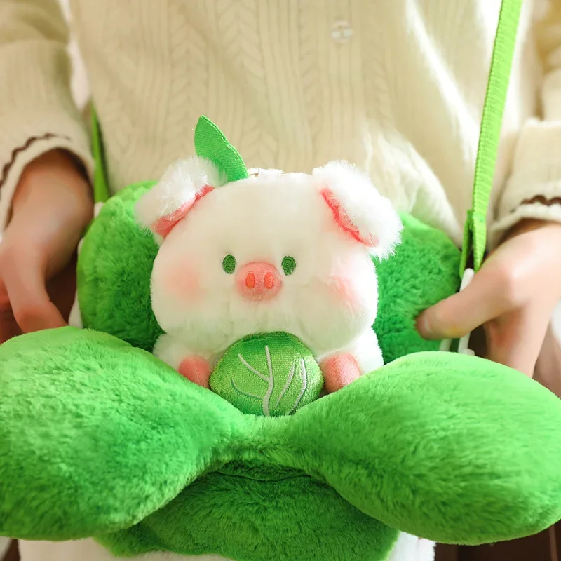 Vegetable Pig Plush Toy Cartoon Cabbage  Soft Stuffed Doll Backpack Car Decora Cabbage Bag Decor Kid Gift