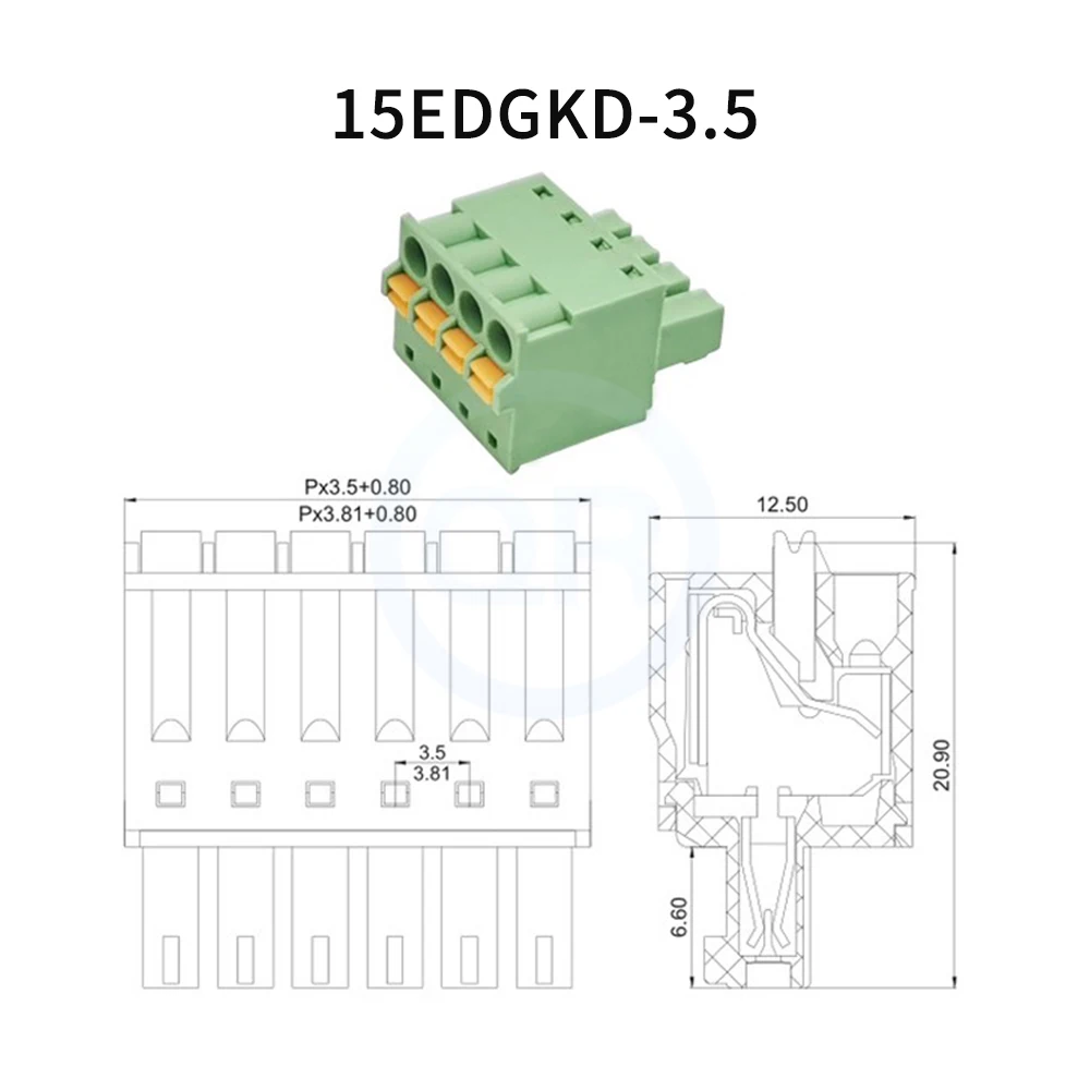 (5/10 pcs) 15EDGKDP 2EDGKDP 2.5mm Solderless Screwless 2EDGKD 2.54 Plug-in Terminal Block Spring Press Butt 2-16Pin