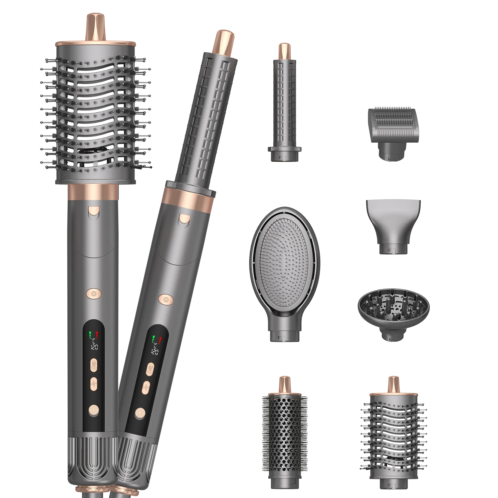 

New 7 in 1 Detachable Interchangeable Styler Electric Hot Air Brush 1 Step Hair Dryer Brush Set