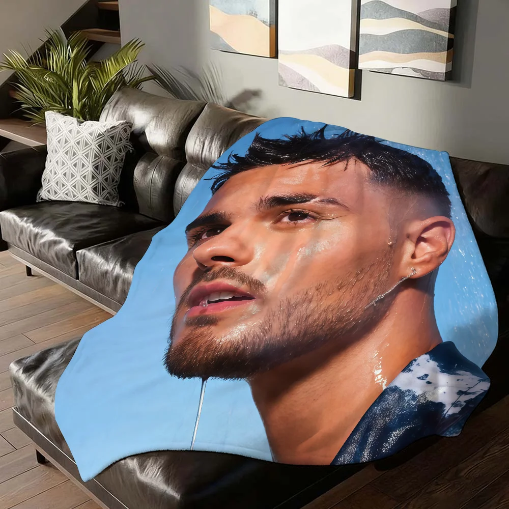 Manta del cantante español Abraham Mateo para sofá, cama de oficina, avión, viaje, sueño, lectura, relajación, Camping, suave y cálida