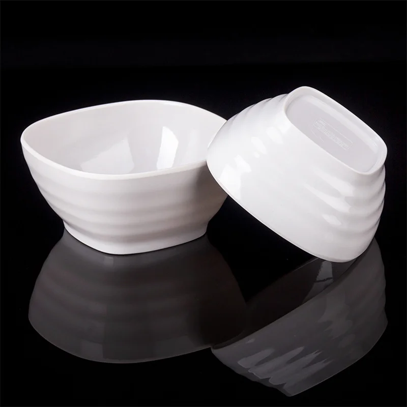 White Square Melamine Sugar Bowl Kids Rice Soup Bowls Deep Soy Sauce Dishes Plastic Tableware Cooking Spice Oil Dispenser